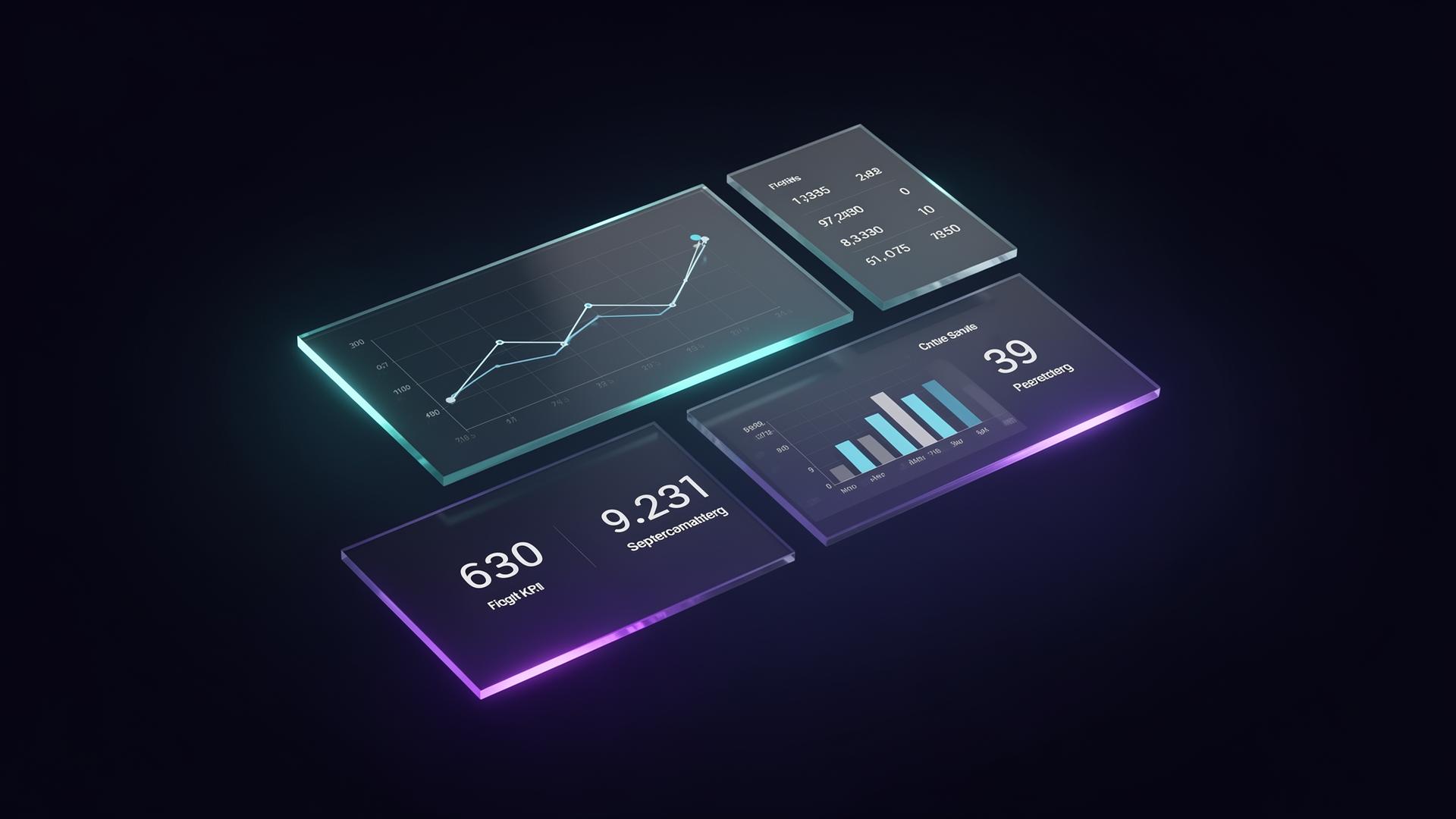 Abstract dashboard mockup showing finance KPIs and charts